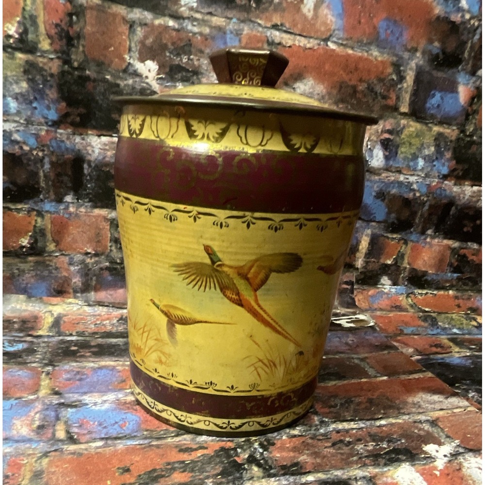 George W Horner & Co Ltd Decorative Lidded Tin Container w/ Bird Design